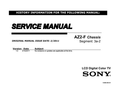 Sony KDL32EX275, KDL40EX725, KDL55EX725 Ch AZ2F