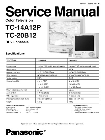 Panasonic TV TC-14A12P TC-20B12 ch:BR2L