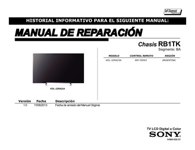 Sony KDL-32R425A Chassis RB1TK-BA