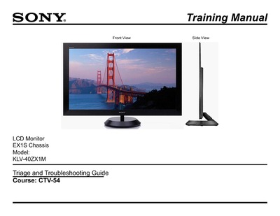SONY EX1S Chassis KLV-40ZX1M Training Manual
