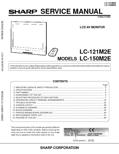 SHARP LC121M2E, LC150M2E LCD
