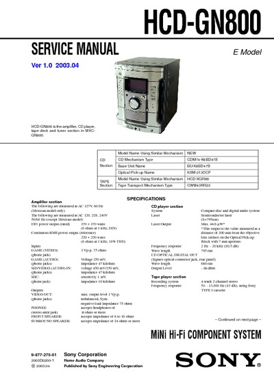 Sony HCD-GN800