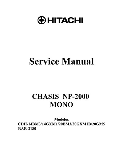 Hitachi CDH-14BM3, 14GXM1, 20BM3, 20GXM1B,  20GM5, RAR-2180 ch:NP-2000