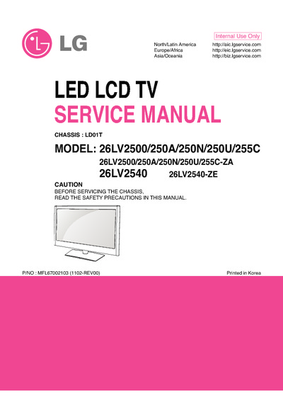 LG 26LV2500, 26LV2540 Chassis LD01T