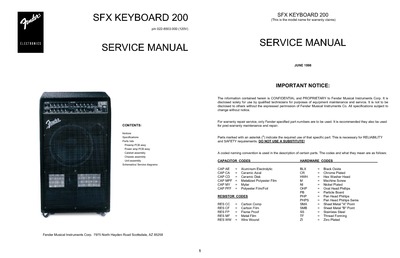 Fender SFX Keyboard 200-11x17