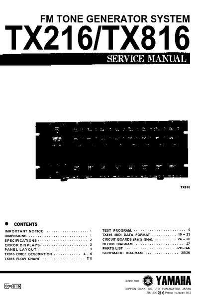 Yamaha TX216 & TX816 Service Manual