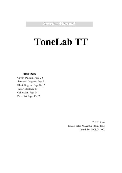 Vox ToneLab service manual