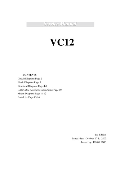 Vox VC-12 Service Manual
