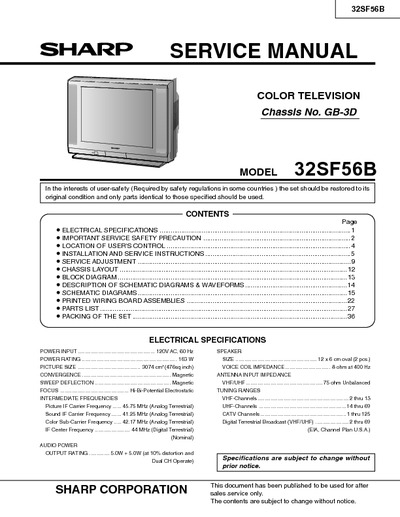 Sharp TV  32SF56B GB-3D