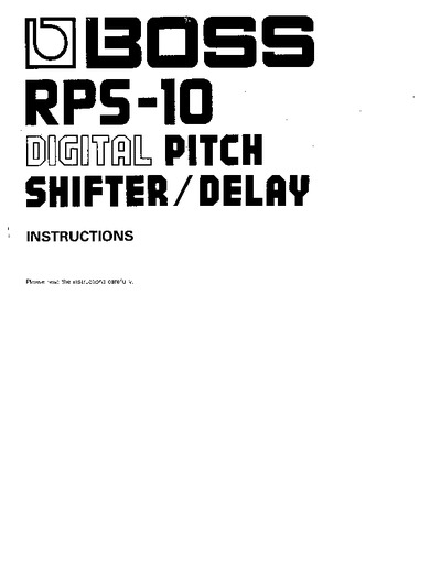 Boss RPS-10 Owners Manual