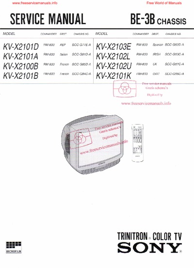 Sony KV-X2103E e outros Chassis BE3B