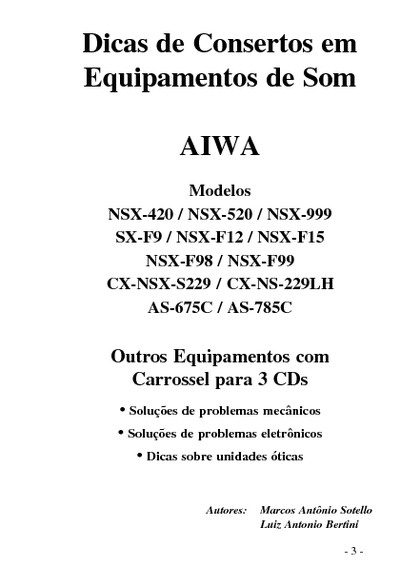 Dicas de Consertos em Equipamentos de Som AIWA