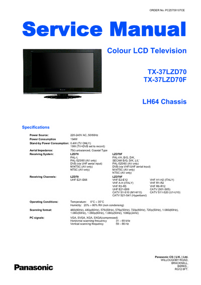 Panasonic TX-37LZD70_SM Chassis LH64 LCD