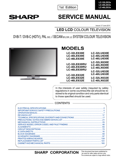 Sharp LC-32LE632E LCD DVB-T/DVB-C HDTV