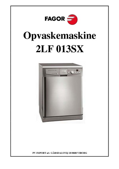 Fagor 2LF-013SX Dishwasher