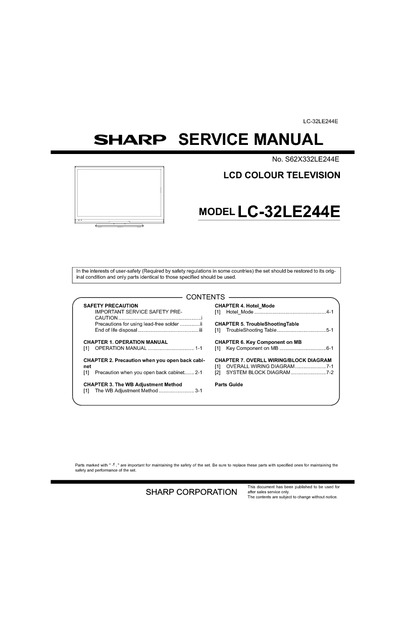Sharp LC-32LE244E, LC-32LE144E LCD