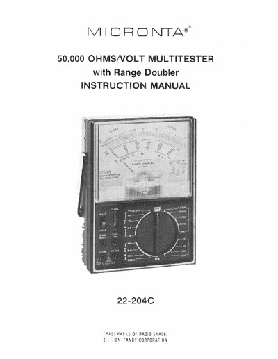 Micronta 22-204C Radio-Shack Analog Multimeter