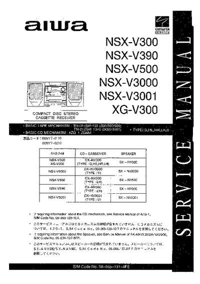 AIWA NSX-V300, NSX-V390, NSX-V3000