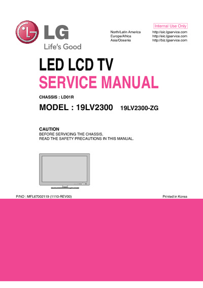 LG 19LV2300-ZG Chassis LD01R