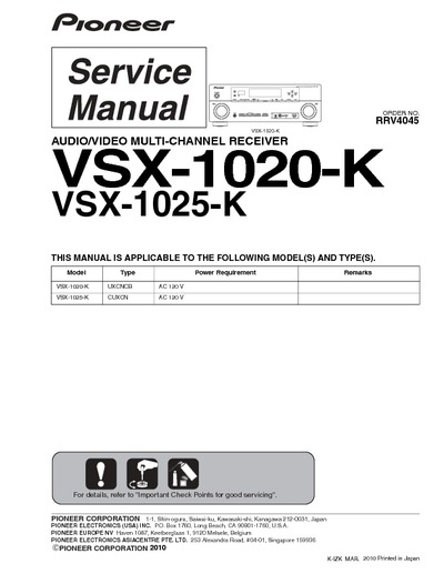 Pionier VSX-1020-K, VSX-1025-K
