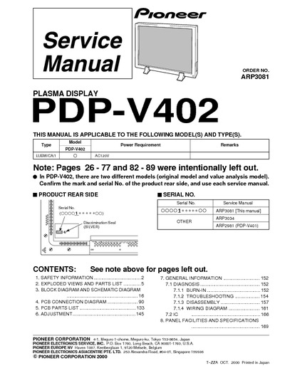 Pioneer PDP-V402 PLASMA