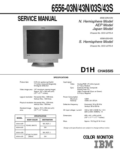 Esquema do Monitor IBM 6556 - Chassis D1H