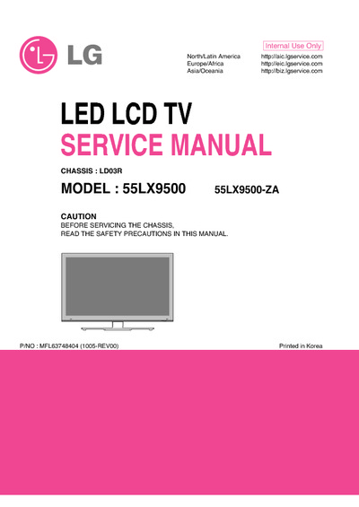 LG 55LX9500 Chassis LD03R LED TV