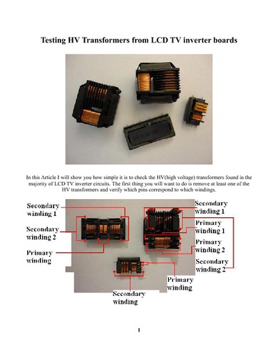 Testing HV transformers in LCD TVs