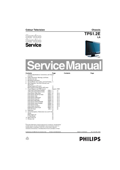 Philips 19PFL3403-10 Chassis TPS1.2E LA