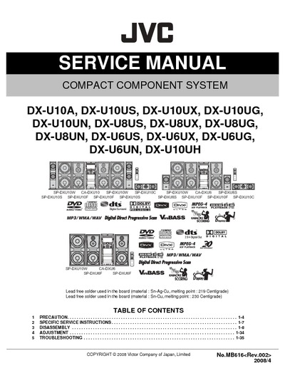 JVC DX-U10 Manual de Serviço