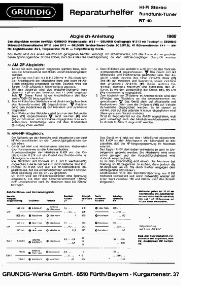 Grundig RT-40 Service Manual