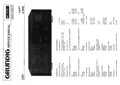 Grundig A-9000 Service Manual