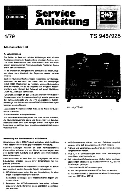 Grundig TS-925-945 Service Manual