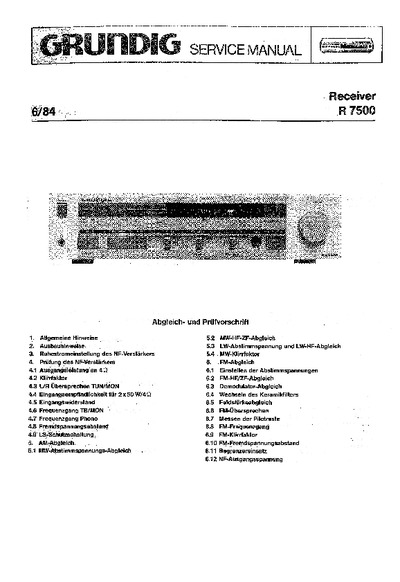 Grundig R-7500 Service Manual