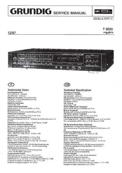 Grundig T-9000 Service Manual