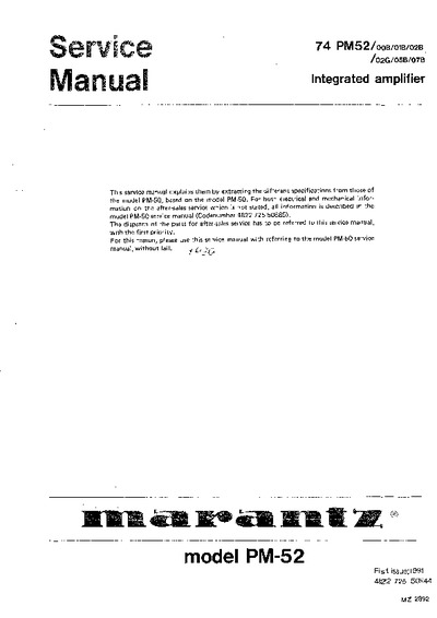 Marantz PM-52 Service Manual