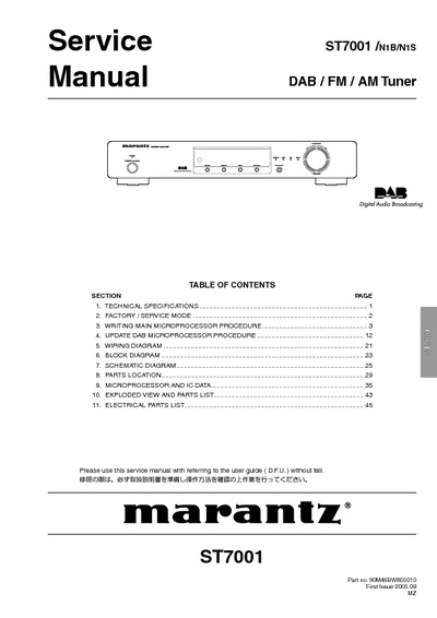 Marantz ST-7001 Service Manual