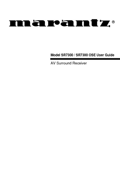 Marantz SR-7300-OSE Owners Manual