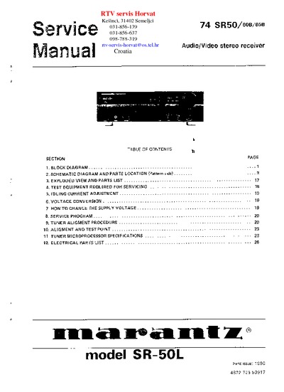 Marantz SR-50 Service Manual