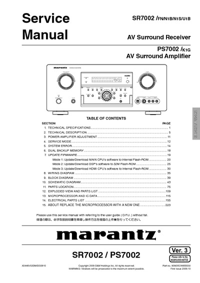 Marantz SR-7002 Service Manual