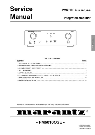 Marantz PM-6010-F Service Manual