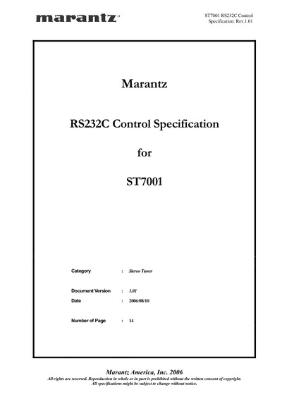 Marantz ST-7001-RS-232C-Control-Specification