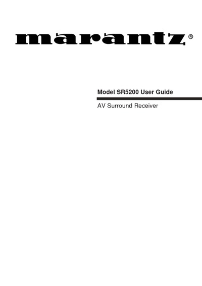 Marantz SR-5200 Owners Manual