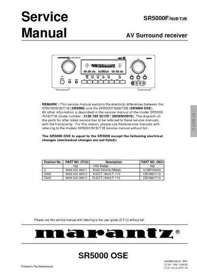 Marantz SR-5000-OSE Service Manual
