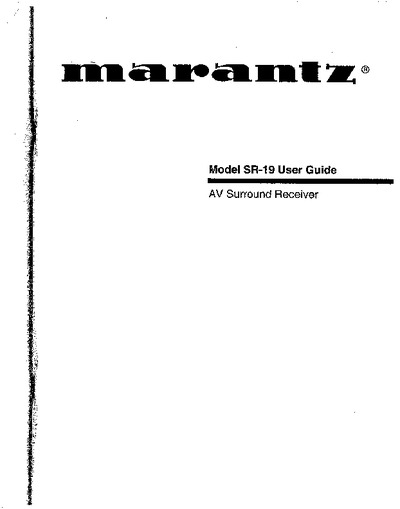 Marantz SR-19 Owners Manual