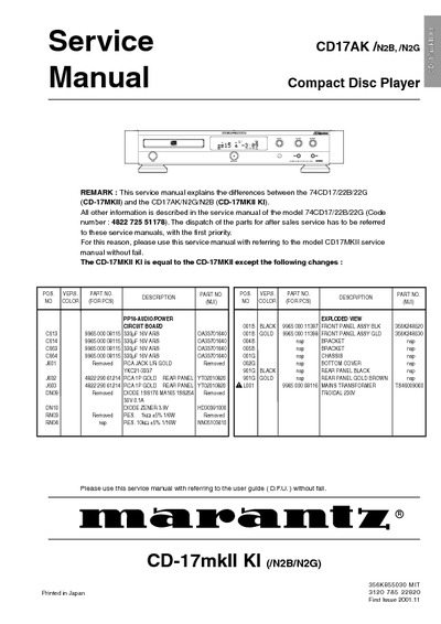 Marantz CD-17-AK Service Manual