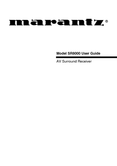 Marantz SR-8000 Owners Manual