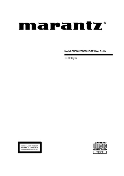 Marantz CD-5001 Owners Manual