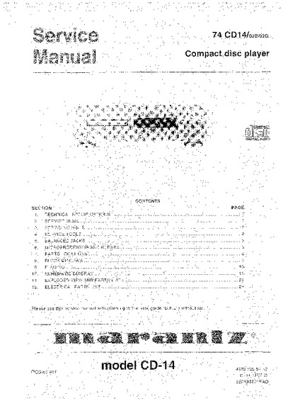 Marantz CD-14 Service Manual