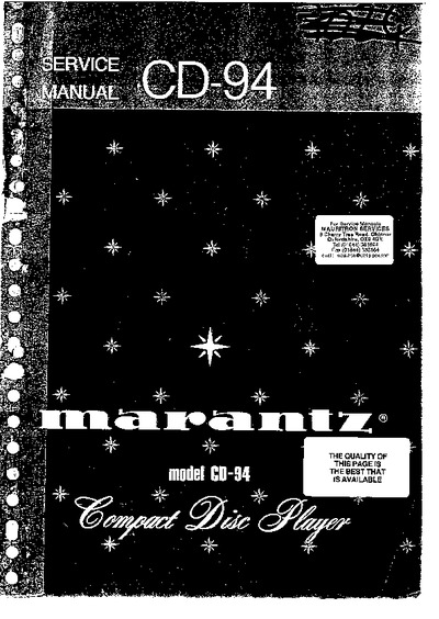 Marantz CD-94 Service Manual